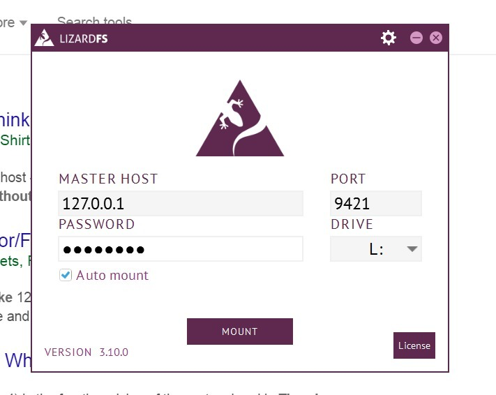 Figure 2: main view of LizardFS Windows™ client